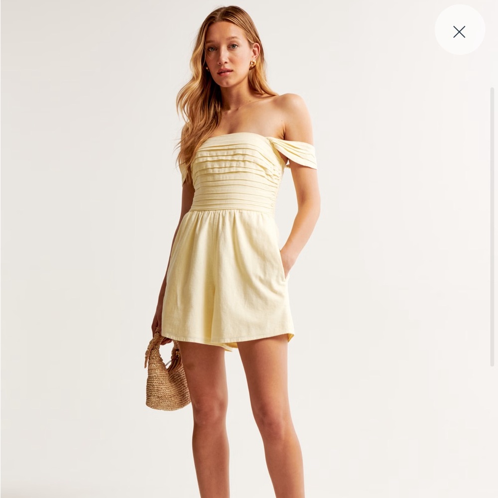 Abercrombie and Fitch emerson off the shoulder romper - Butter Yellow Size Small